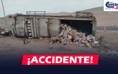 AREQUIPA: CAMIÓN SE DESPISTA EN LA PROVINCIA DE CAMANÁ DEJANDO UNA PERSONA HERIDA Y DAÑOS MATERIALES