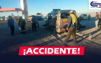 AREQUIPA: CAMIÓN IMPACTÓ CONTRA MINIVAN EN GRIFO UBICADO EN EL SECTOR DE SAN JOSÉ DE LA JOYA