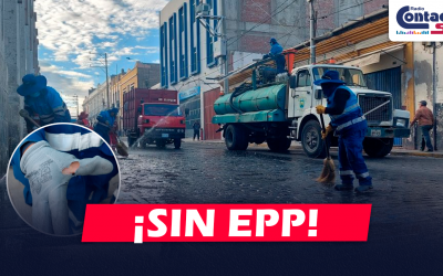 AREQUIPA: TRABAJADORES DE LIMPIEZA PUBLICA PROTESTAS POR LA FALTA DE ENTREGA DE EPPS PARA CUMPLIR SUS LABORES