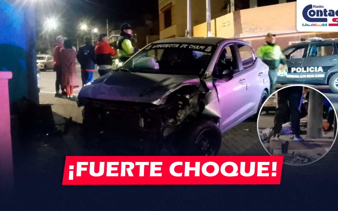 AREQUIPA: VARÓN RESULTA GRAVEMENTE HERIDO TRAS CHOCAR SU AUTO CONTRA UN POSTE EN ALTO SELVA ALEGRE