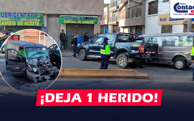 AREQUIPA: COMBI Y CAMIONETA PROTAGONIZAN NUEVO CHOQUE EN LA AV. LAS CONVENCIONES Y DEJA A UNA PERSONAS HERIDA