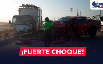 NACIONAL: FUERTE CHOQUE ENTRE UNA CAMIONETA Y UN CAMIÓN DEJO A LOS CONDUCTORES HERIDOS EN YAUCA