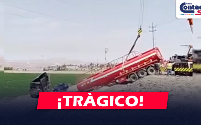 AREQUIPA: CISTERNA DE COMBUSTIBLE SE DESPISTA Y CAE AL ABISMO DEJANDO UN HERIDO