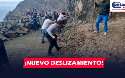 AREQUIPA: NUEVO DERRUMBE SE REGISTRÓ EN EL SECTOR DE LA PLANCHADA Y POLICÍA PIDE EVITAR VIAJAR POR ESTA ZONA