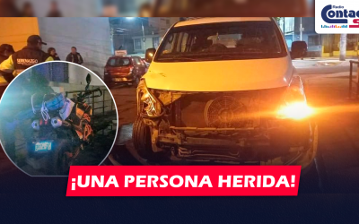 AREQUIPA: FUERTE CHOQUE ENTRE CAMIONETA Y MOTOCICLETA EN LA AV. VENEZUELA DEJA UNA PERSONA HERIDA