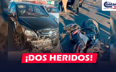 AREQUIPA: AUTO Y MOTOCICLETA IMPACTAN EN CERRO COLORADO Y DEJA A DOS PERSONAS HERIDAS