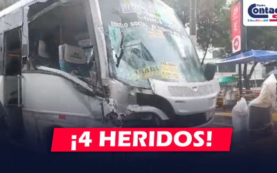 AREQUIPA: FUERTE CHOQUE ENTRE COMBIS DEL SIT DEJA A CUATRO PERSONAS HERIDAS EN LA AV. EJÉRCITO