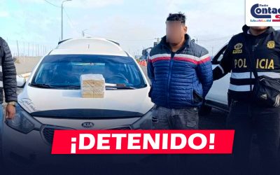 AREQUIPA: DETIENEN A VARÓN DE 33 AÑOS CON 10 KILOGRAMOS DE CLORHIDRATO DE COCAÍNA EN YAUCA