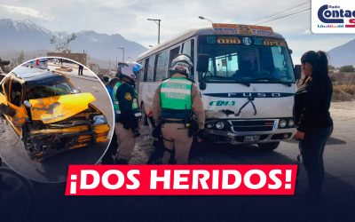 AREQUIPA: FUERTE CHOQUE ENTRE MINIVAN, UNA COMBI Y UN TICO DEJA A DOS PERSONAS HERIDAS EN CERRO COLORADO
