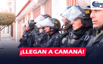 AREQUIPA: POLICÍAS DE LA USE LLEGAN A CAMANÁ PARA PODER LIBERAR LA VÍA TRAS 10 DÍAS DE BLOQUEO