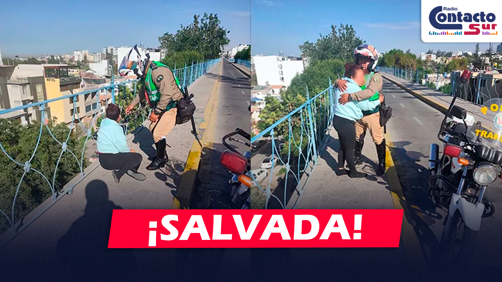 AREQUIPA: POLICÍA EVITA INTENTO DE SUICIDIO EN EL PUENTE DE FIERRO Y SALVA A MUJER EN CRISIS EMOCIONAL