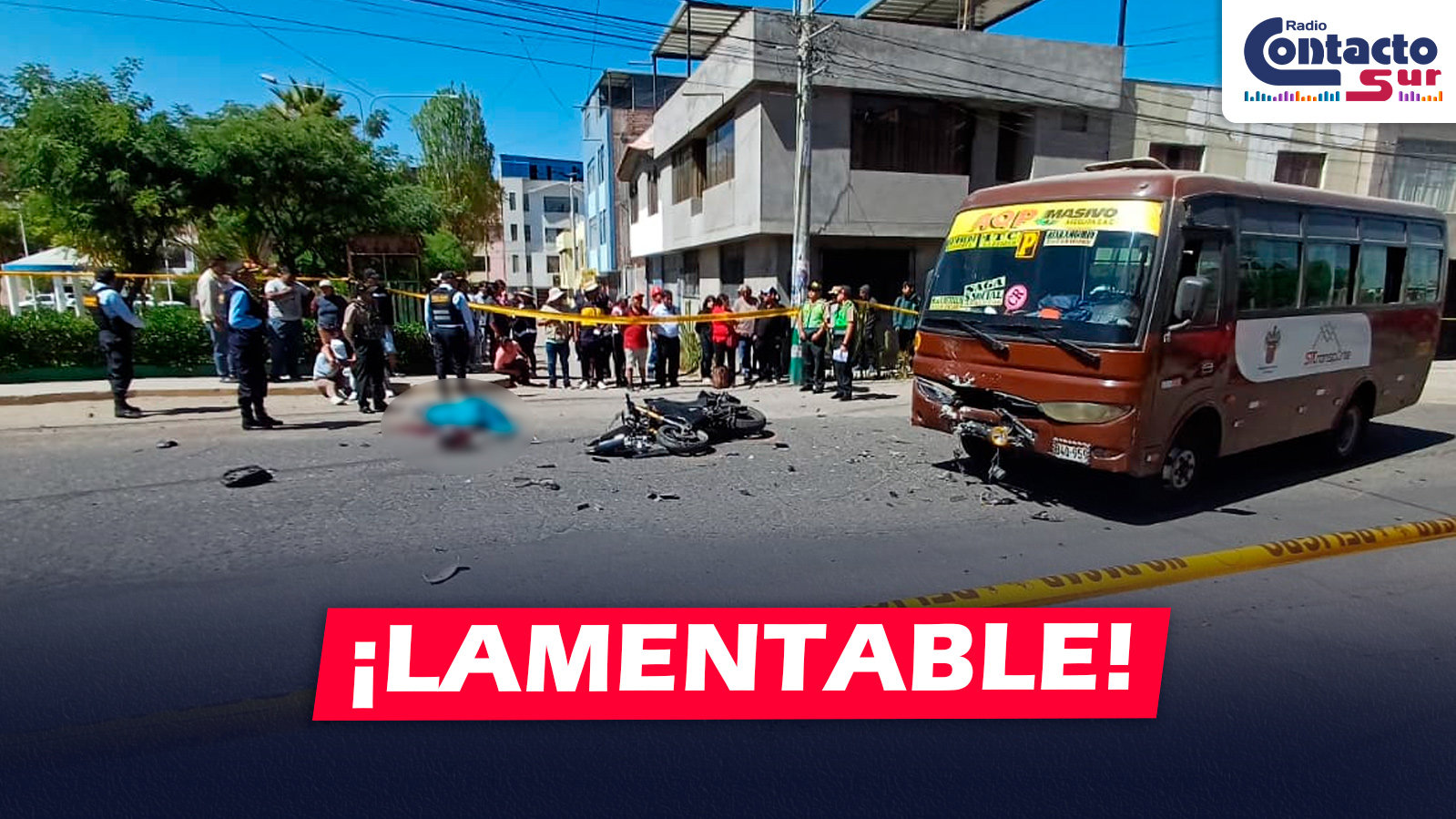 AREQUIPA: COMBI IMPACTA CON MOTOCICLISTA EN PAUCARPATA Y DEJA COMO SALDO UNA PERSONA SIN VIDA