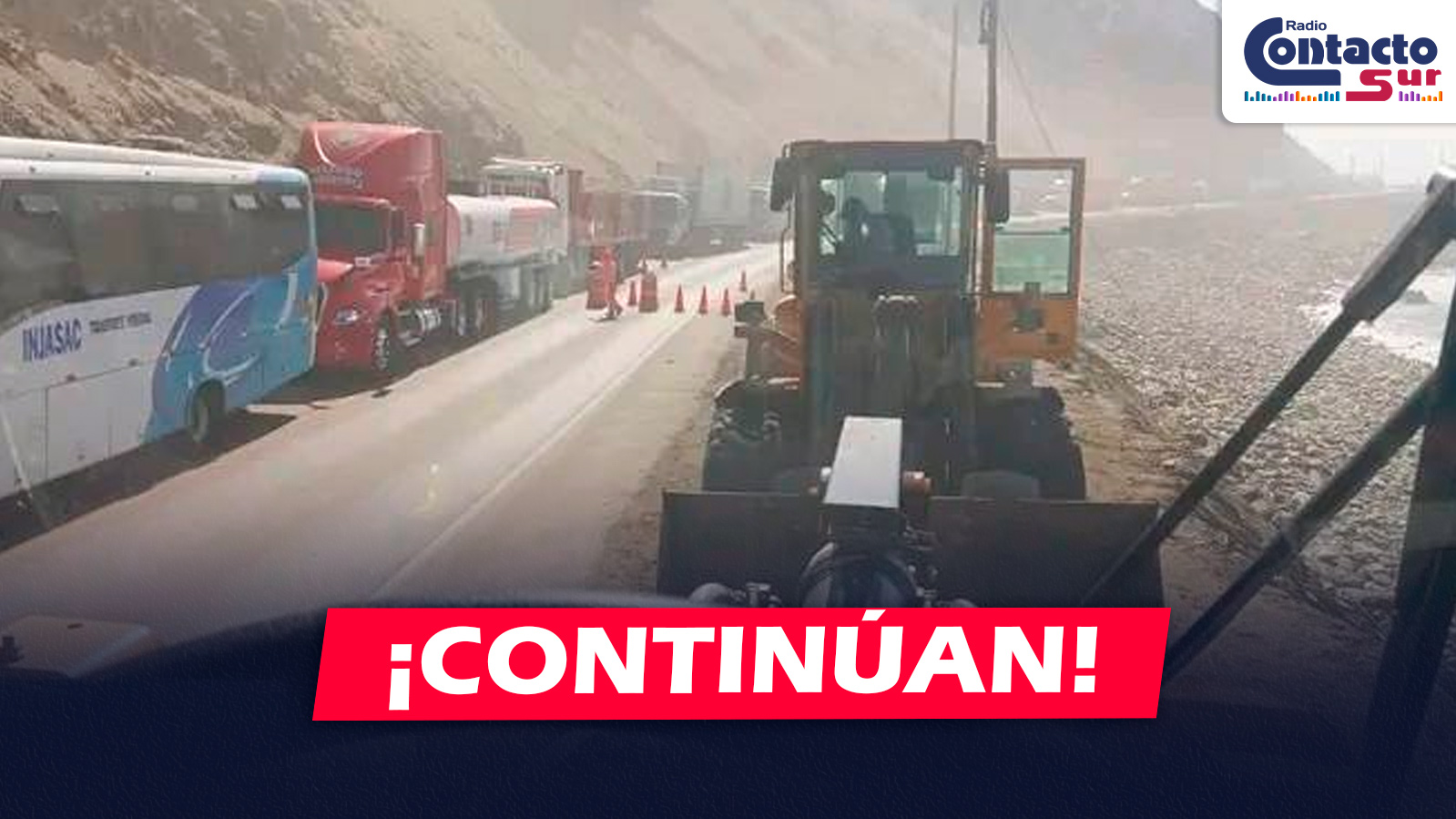 AREQUIPA: CONTINÚAN LABORES DE LIMPIEZA EN EL KM 732 DE LA PANAMERICANA SUR CON TRÁNSITO RESTRINGIDO EN ATICO