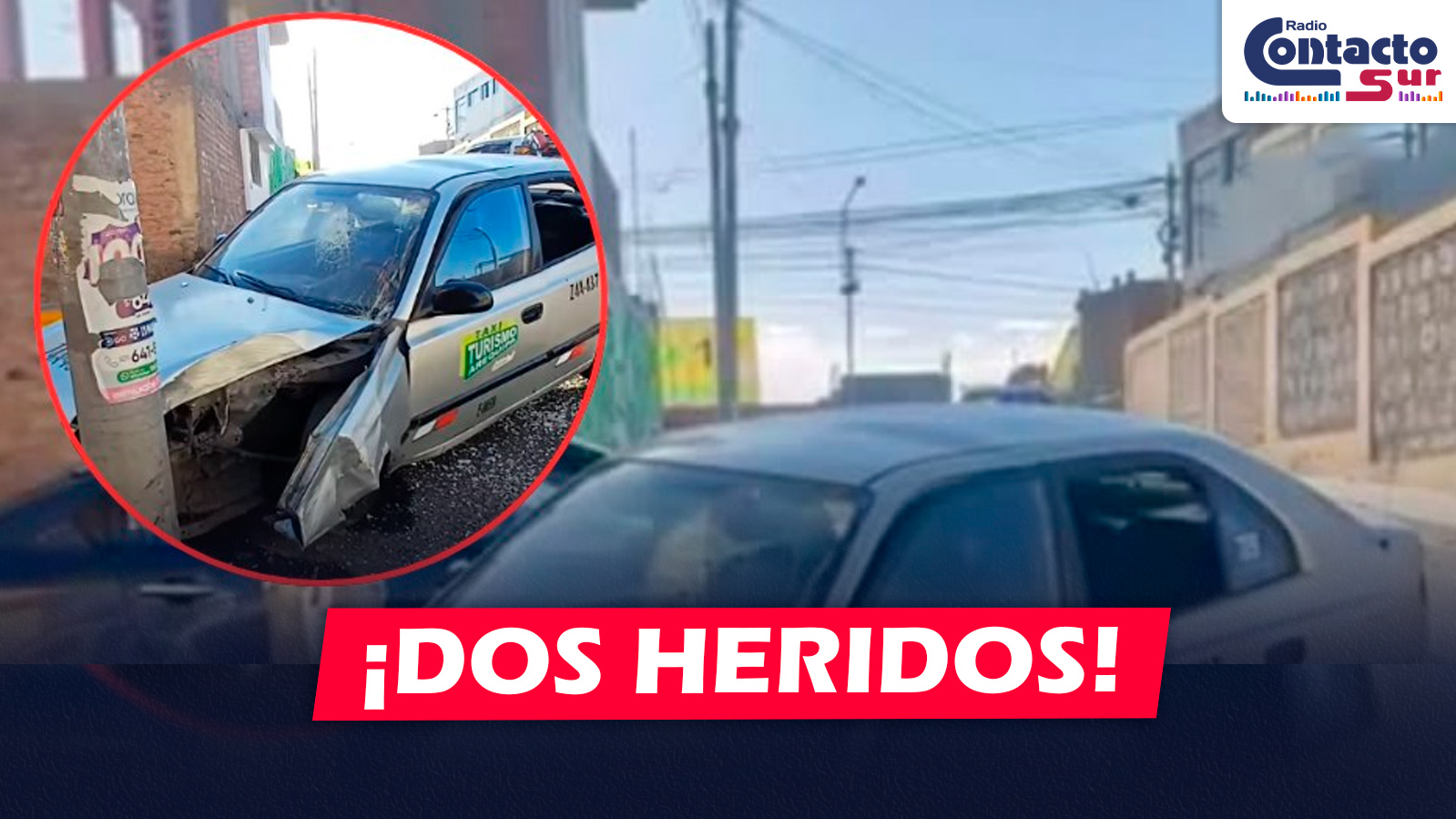 AREQUIPA: CONDUCTOR PRESUNTAMENTE EBRIO PIERDE EL CONTROL Y CHOCA CONTRA POSTE DE LUZ EN CAYMA DEJANDO DOS HERIDOS