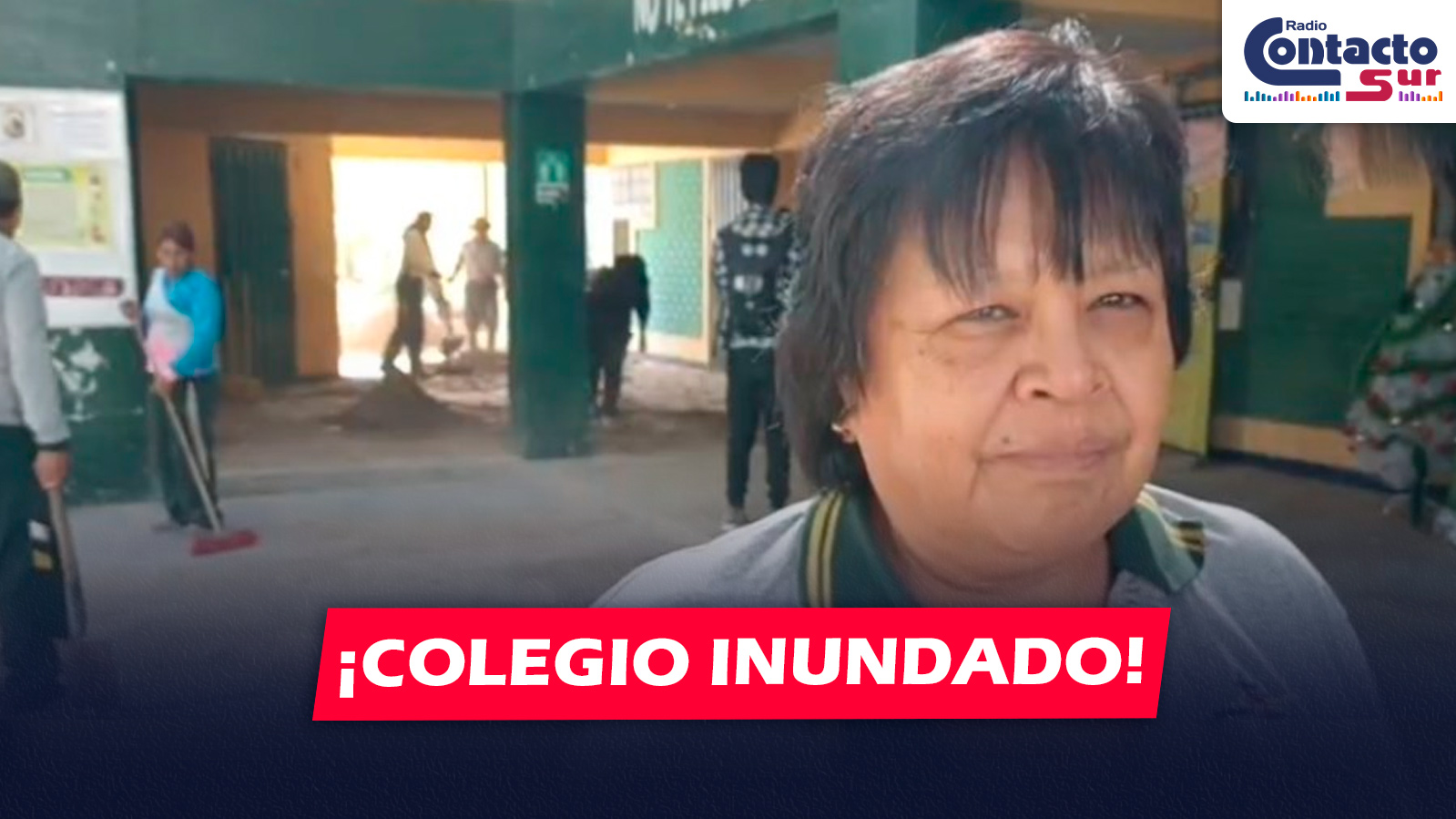 AREQUIPA: ROTURA DE TUBERÍA INUNDA COLEGIO EN PAUCARPATA Y SUSPENDEN CLASES CON 600 ALUMNOS AFECTADOS