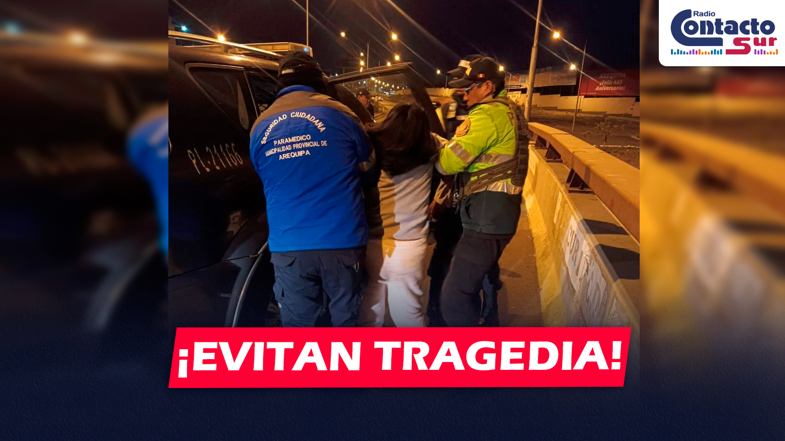 AREQUIPA: SERENOS DE LA MPA EVITAN POSIBLE TRAGEDIA Y AUXILIAN A JOVEN EN EL PUENTE CHILINA