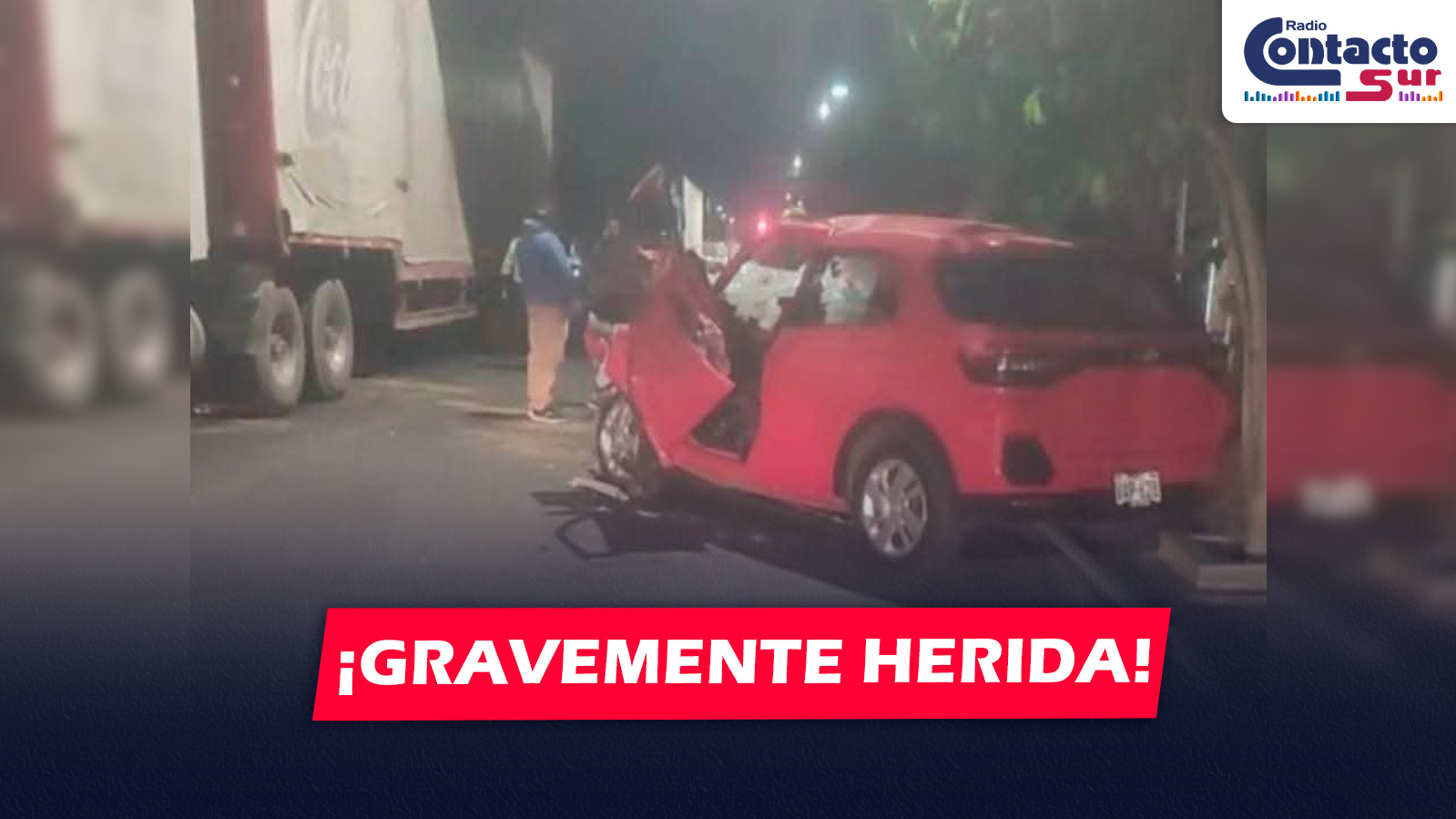 AREQUIPA: CHOQUE ENTRE AUTO Y CAMIÓN DE COCA-COLA DEJA MUJER GRAVEMENTE HERIDA EN TIABAYA