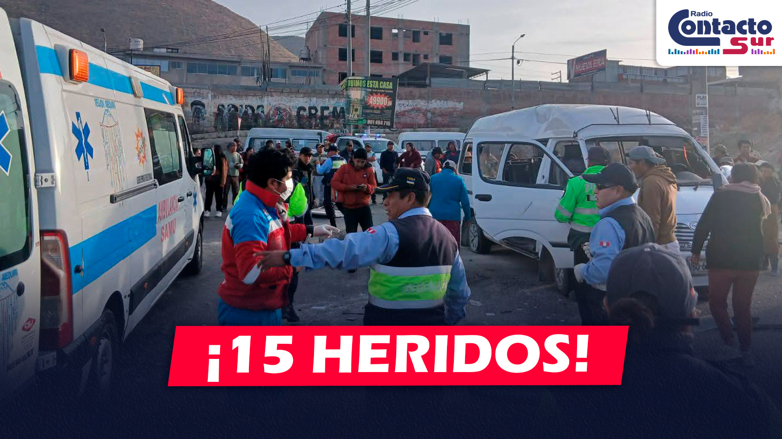 AREQUIPA: ACCIDENTE DE TRÁNSITO EN CERRO COLORADO DEJA AL MENOS 15 HERIDOS EN EL CONO NORTE