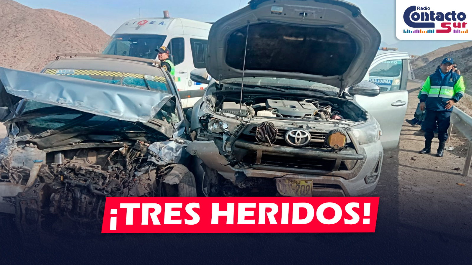 AREQUIPA: CHOQUE FRONTAL EN LA VÍA CERRO VERDE PROVOCA CONGESTIÓN VEHICULAR