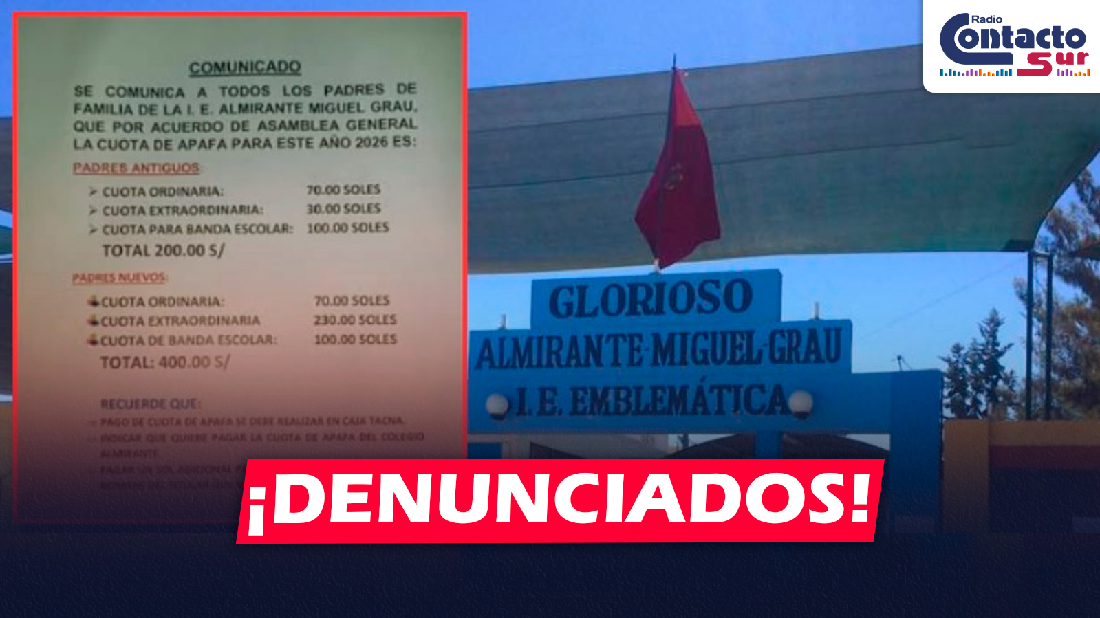 AREQUIPA: PADRES DENUNCIAN COBROS ILEGALES DE HASTA S/400 EN COLEGIO MIGUEL GRAU DE MAJES PARA MATRÍCULA 2026