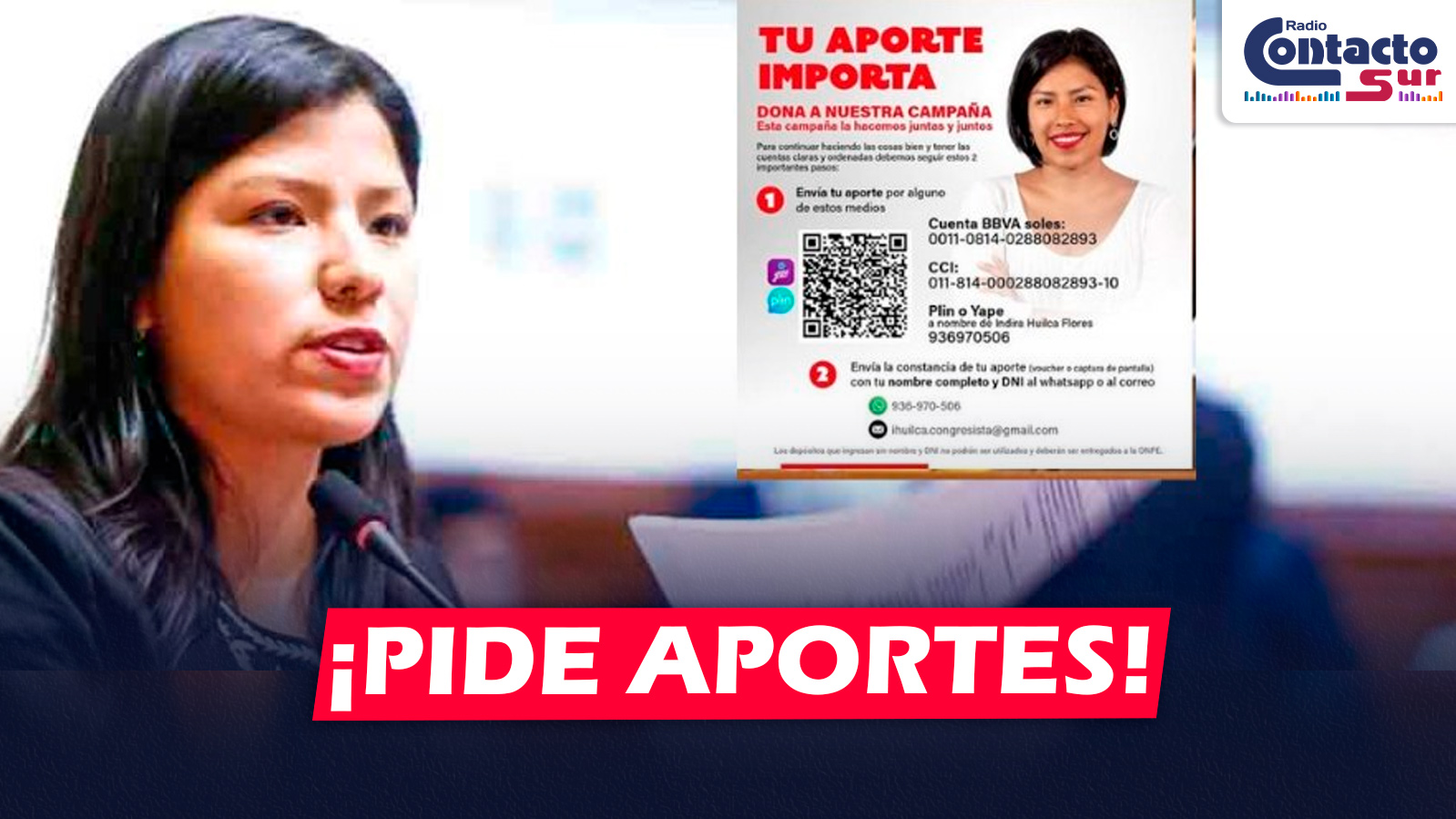 NACIONAL: INDIRA HUILCA SOLICITA APORTES CIUDADANOS PARA SU CAMPAÑA AL CONGRESO Y GENERA POLÉMICA EN REDES SOCIALES