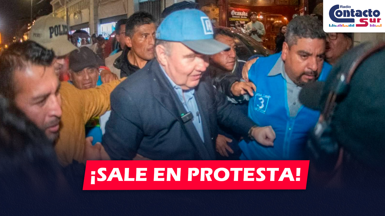 AREQUIPA: PROTESTA OBLIGA A EVACUAR A RAFAEL LÓPEZ ALIAGA BAJO FUERTE RESGUARDO POLICIAL