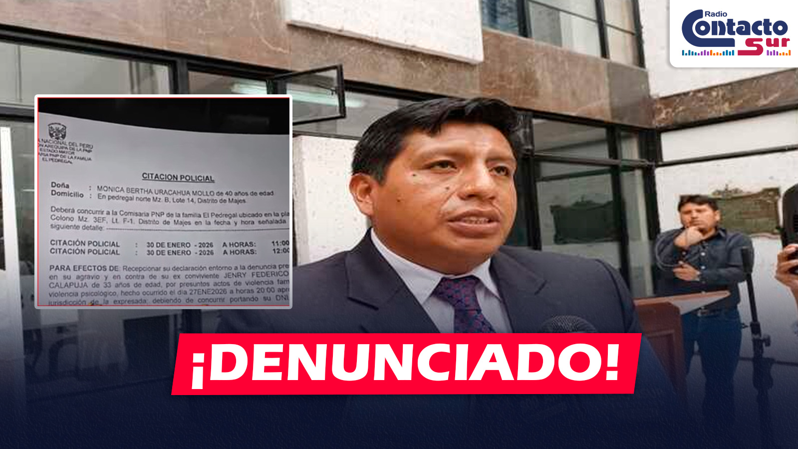 AREQUIPA: DENUNCIAN AL ALCALDE DE MAJES POR PRESUNTA AGRESIÓN PSICOLÓGICA Y AMENAZAS CONTRA LA MADRE DE SUS HIJOS