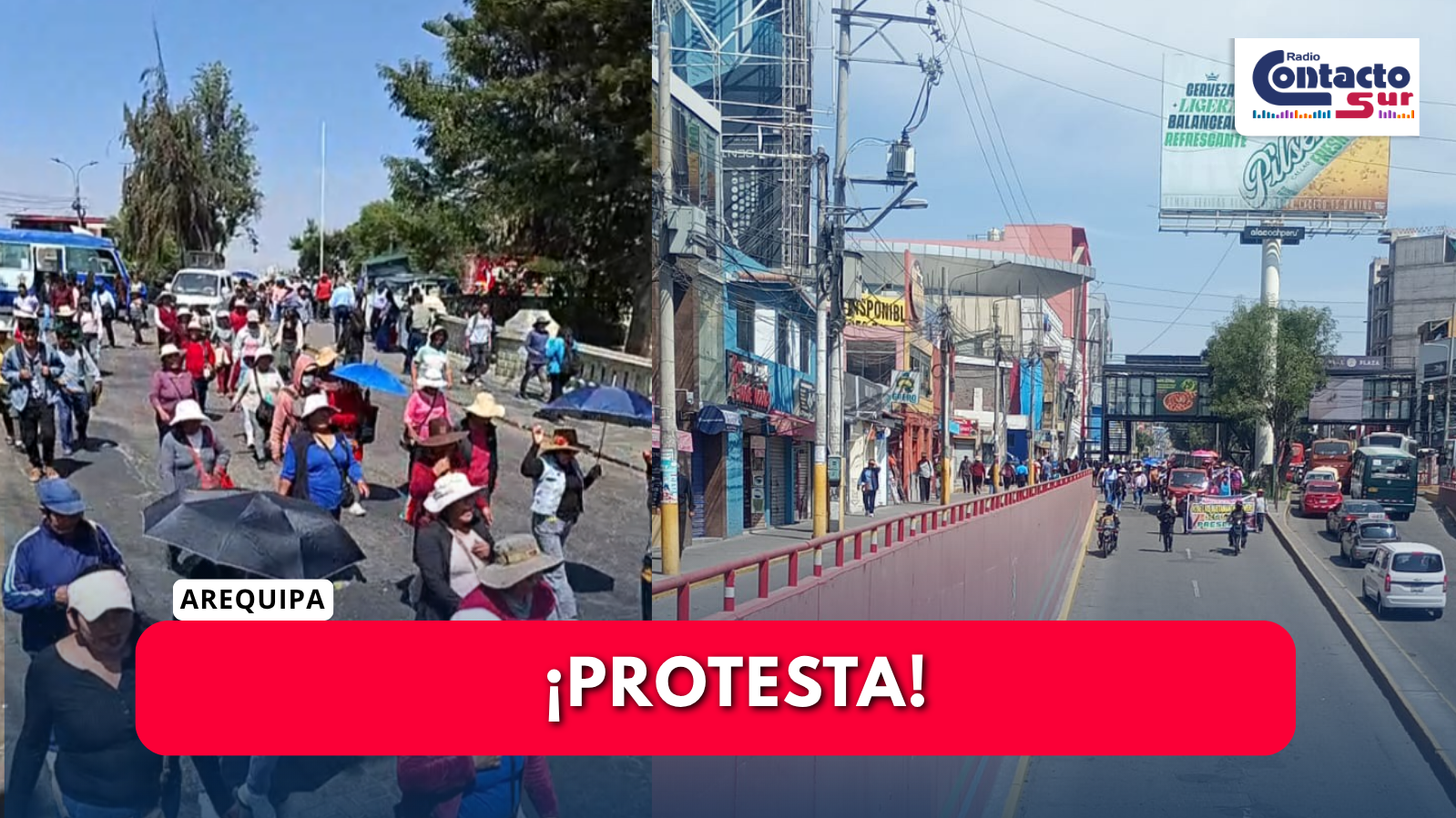 VECINOS DE URB JOSE LUIS BUSTAMANTE Y RIVERO EN CERRO COLORADO  MARCHAN CONTRA ALZA DE PASAJES