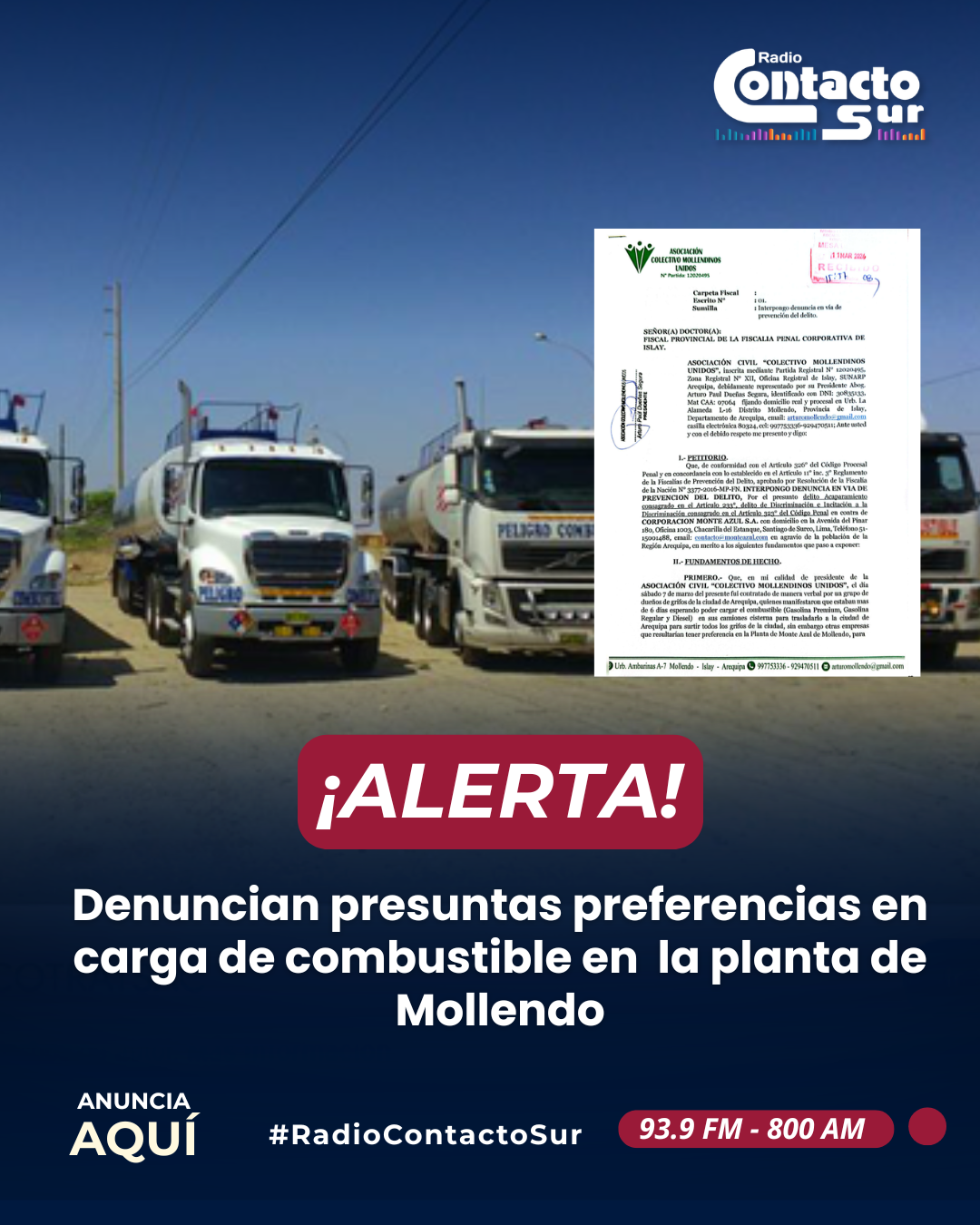 DENUNCIAN PRESUNTAS PREFERENCIAS EN CARGA DE COMBUSTIBLE EN LA PLANTA DE MOLLENDO