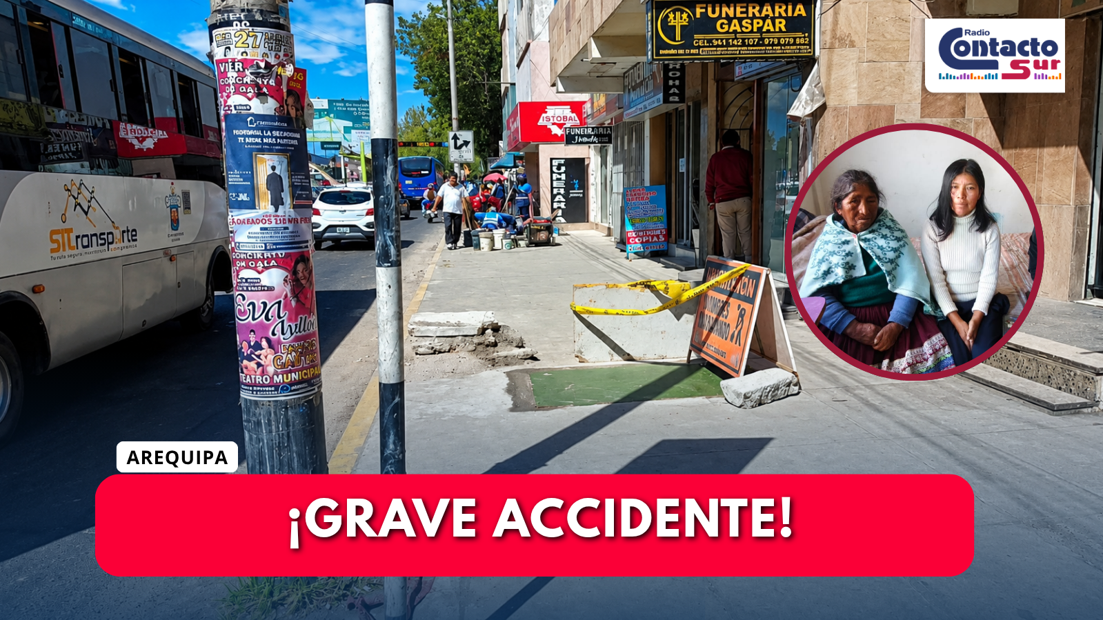 ADULTA MAYOR DE 77 AÑOS QUEDÓ HERIDA TRAS CAER A FORADO ABIERTO FRENTE AL HOSPITAL HONORIO DELGADO 