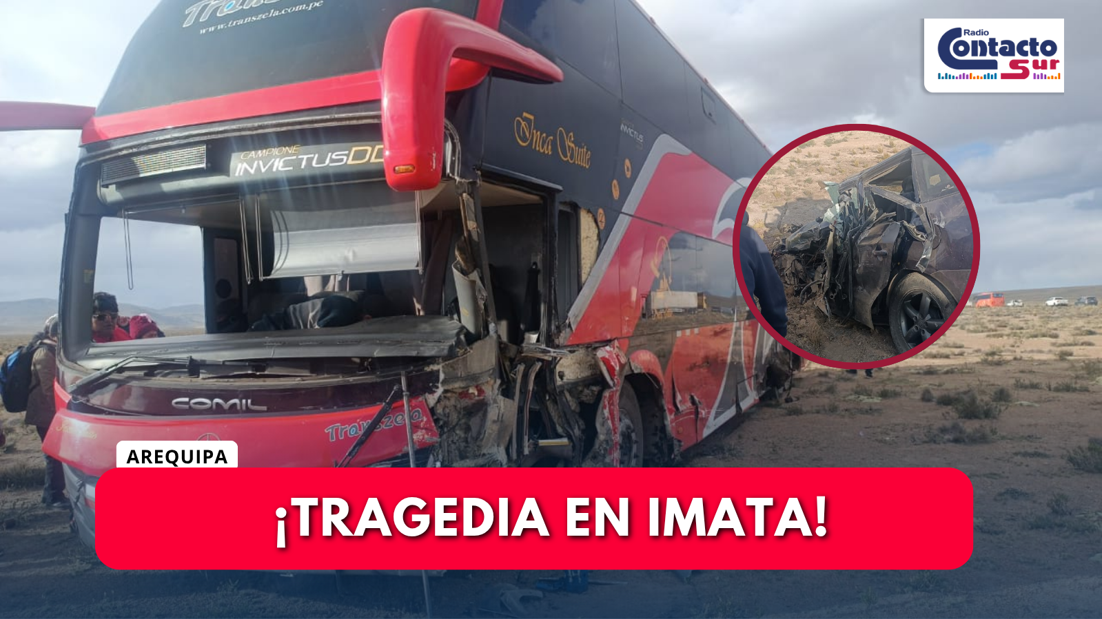 IDENTIFICAN A LAS TRES VÍCTIMAS MORTALES DEL CHOQUE ENTRE CAMIONETA Y BUS EN LA VÍA AREQUIPA–PUNO